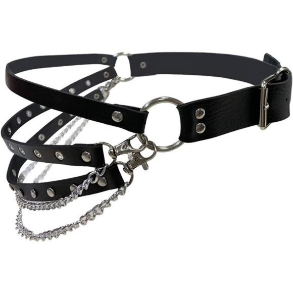 Punk Belts O-Rings Chains Goth Rock Steampunk Style Garters Strap for Women - Picture 1 of 6